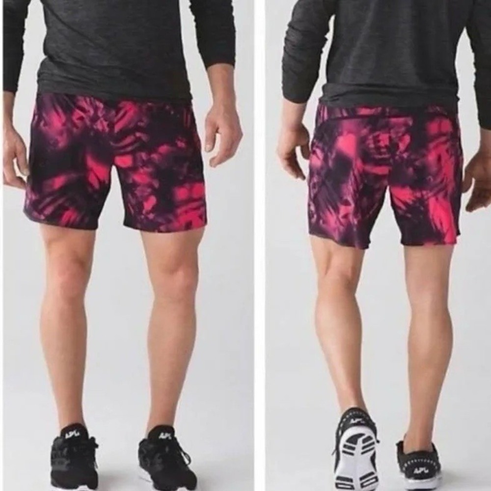 Lululemon Men's Surge Short In Pink And Black Tie Dye Size S Running Performance
